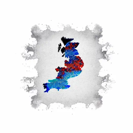 A map of England with smoke forming the shape of a car tattoo design idea