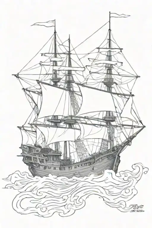 black pearl ship and the kraken attacking tattoo design idea