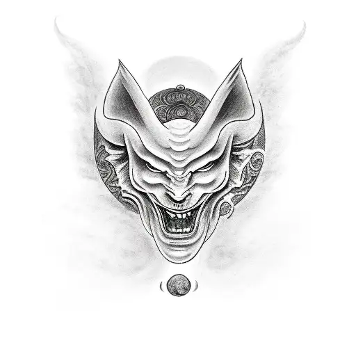 two Yin and Yang with devil horns and halo tattoo design idea