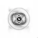 two Yin and Yang with devil horns and halo tattoo design idea