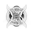 two Yin and Yang with devil horns and halo tattoo design idea