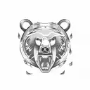 A majestic bear catching a salmon in a river tattoo design idea