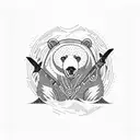 A majestic bear catching a salmon in a river tattoo design idea