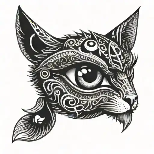 horus eye looking at monkey, cat, horse, dragon tattoo design idea
