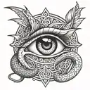 horus eye, dragon, snake, water tattoo design idea