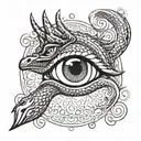 horus eye, dragon, snake, water tattoo design idea