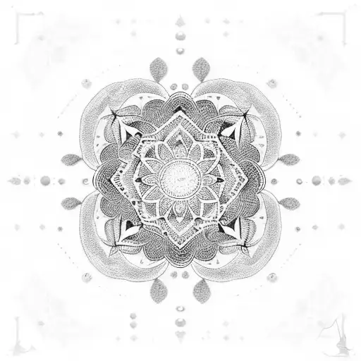 A dotwork mandala with the initials of each family member incorporated in the intricate patterns tattoo design idea