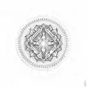 A dotwork mandala with the initials of each family member incorporated in the intricate patterns tattoo design idea