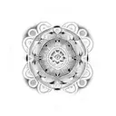 A dotwork mandala with the initials of each family member incorporated in the intricate patterns tattoo design idea