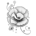 Mary Poppins, poppy flower, heart beat line tattoo design idea