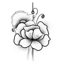 Mary Poppins, poppy flower, heart beat line tattoo design idea