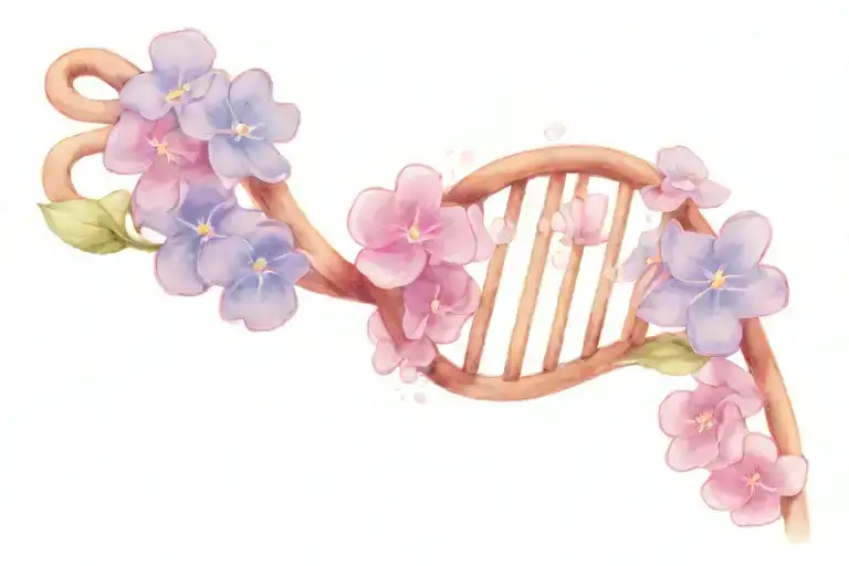 dna double helix with forget me nots tattoo design idea