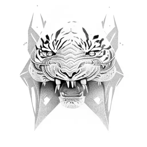 snake sword, half tiger face, diamonds, "unbroken" tattoo design idea