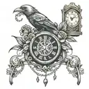 prison bars , chains , rose ,death date , clock, birds ,  tattoo design idea