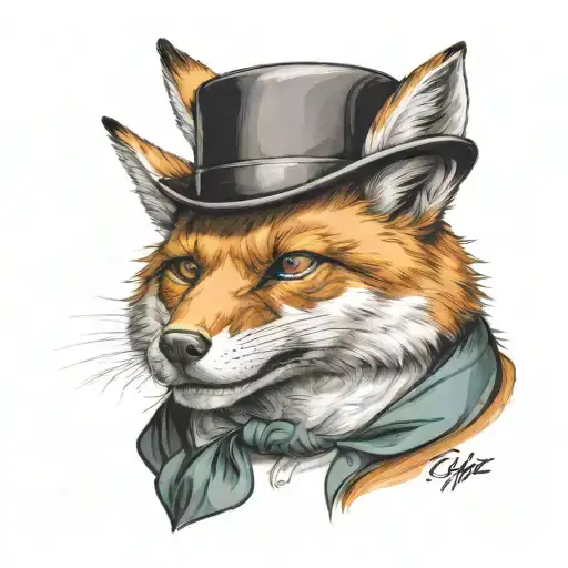 a chimera fox wit hat. He should also wear a suit and look rich. He should have an evil smile on his face and empty eyes tattoo design idea