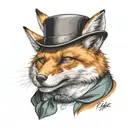 a chimera fox wit hat. He should also wear a suit and look rich. He should have an evil smile on his face and empty eyes tattoo design idea