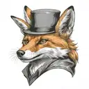 a chimera fox wit hat. He should also wear a suit and look rich. He should have an evil smile on his face and empty eyes tattoo design idea