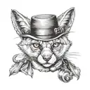 a chimera fox with hat and a monocle. he should also look like a gangster boss tattoo design idea