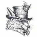 a chimera fox with hat and a monocle. he should also look like a gangster boss tattoo design idea