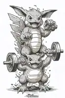 pokemon lifting weights at the gym tattoo design idea