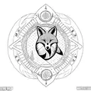 vegvisir with fox tattoo design idea