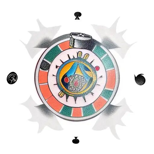 microphone coiled around poker chips tattoo design idea