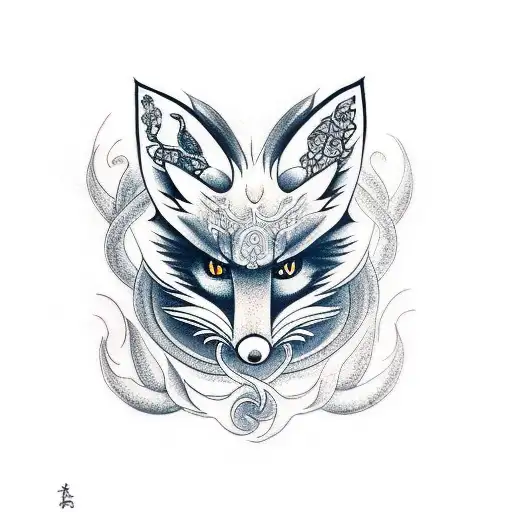 9 tails fox tattoo design idea