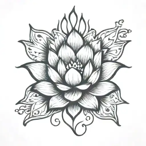 lotus flower and the word blessed  tattoo design idea