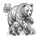 Grizzly bear with cubs  tattoo design idea