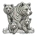 Grizzly bear with cubs  tattoo design idea