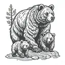Grizzly bear with cubs  tattoo design idea