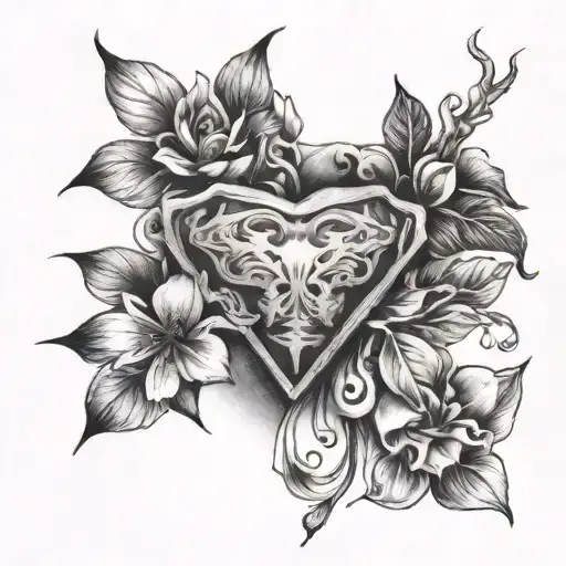 black and white chest and collar bone piece tattoo design idea