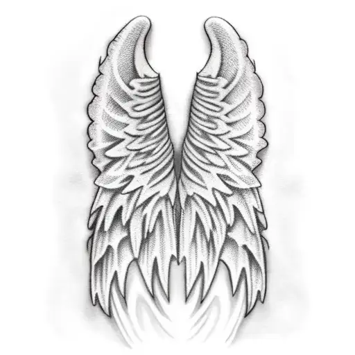 angel wings one dark and one white tattoo design idea