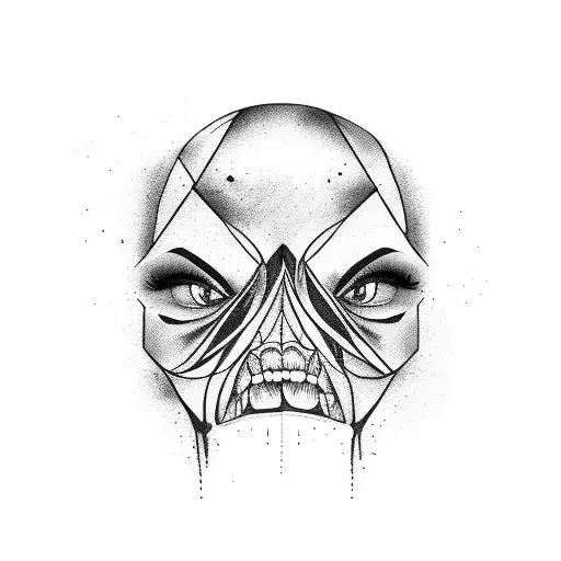 woman with ripped jaw tattoo design idea
