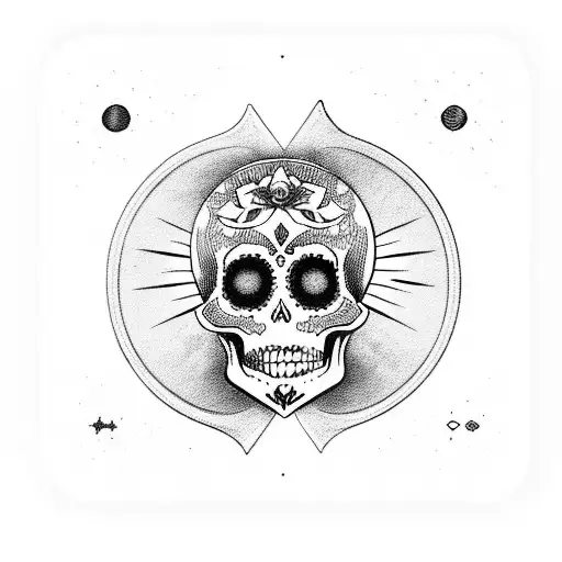 lovers tarot card, death tarot card, sun tarot card, moon tarot card, sugar skull tattoo design idea