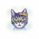 cat with a bandana and a microphone tattoo design idea