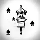 generate a tattoo for a forearm, black and white, line art, based on playing cards art, about three kings, high details. tattoo design idea