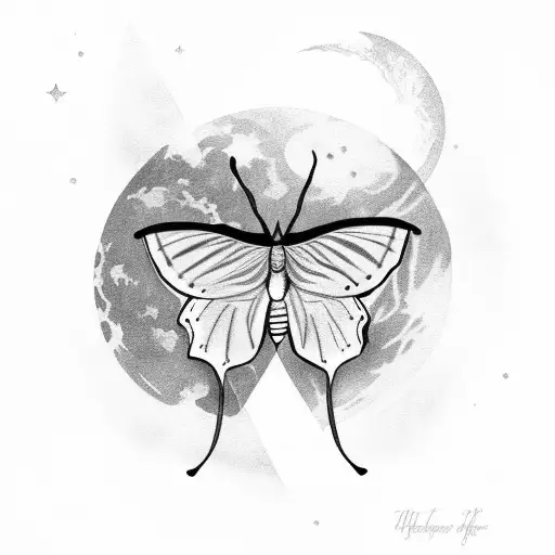 Luna moth and moon  tattoo design idea