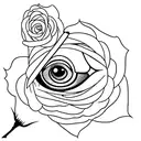 knife in eye with an rose  tattoo design idea