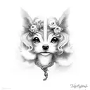 "dolly" with clouds backgrouck tattoo design idea