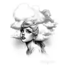 "dolly" with clouds backgrouck tattoo design idea