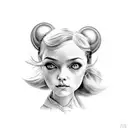 "dolly" with clouds backgrouck tattoo design idea