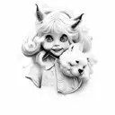 "dolly" with clouds backgrouck tattoo design idea