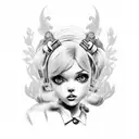 "dolly" with background clouds tattoo design idea