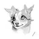 "dolly" with background clouds tattoo design idea