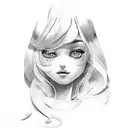 "dolly" with background clouds tattoo design idea