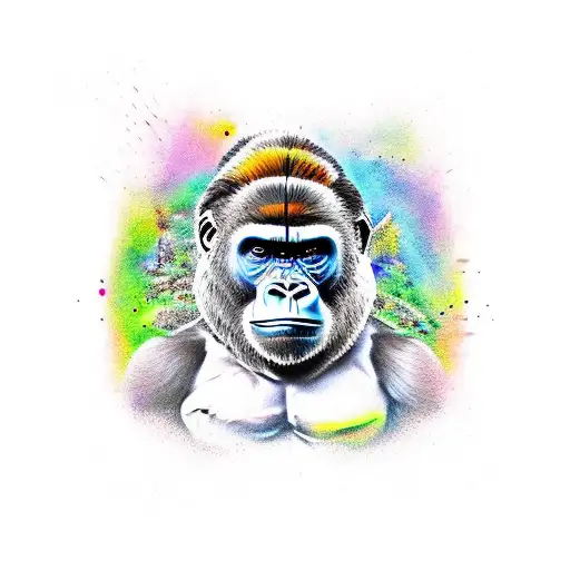 bee nest transforming in to a gorilla  tattoo design idea