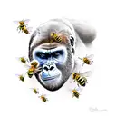 bee hive transforming in to a gorilla  tattoo design idea