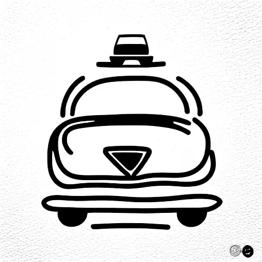 Taxi car in motion in line style tattoo design idea