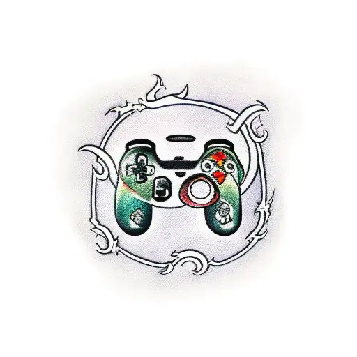 A game controller made of dragon jade tattoo design idea